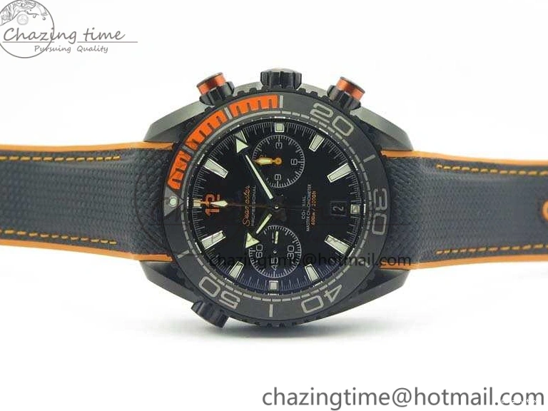 0120 Planet Ocean Master Chronometer Chrono DLC OM 1:1 Best Edition Black Dial On Nylon Strap A Chic 8103